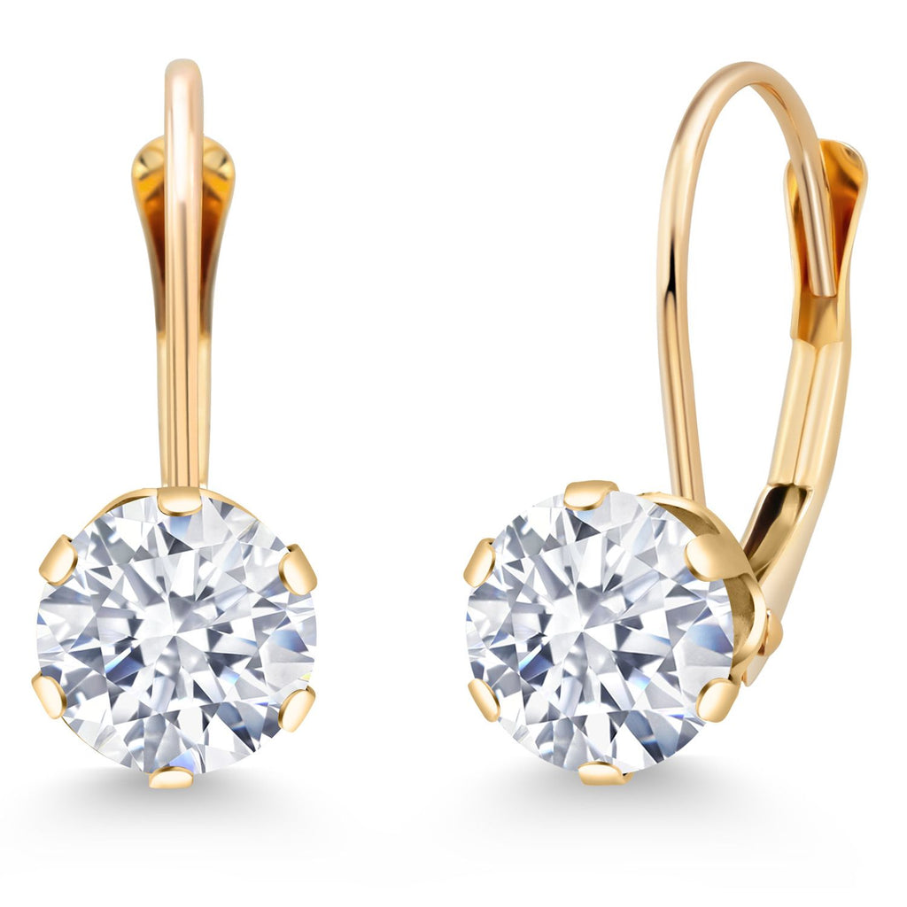 White Zirconia_Earrings in 14K Yellow Gold