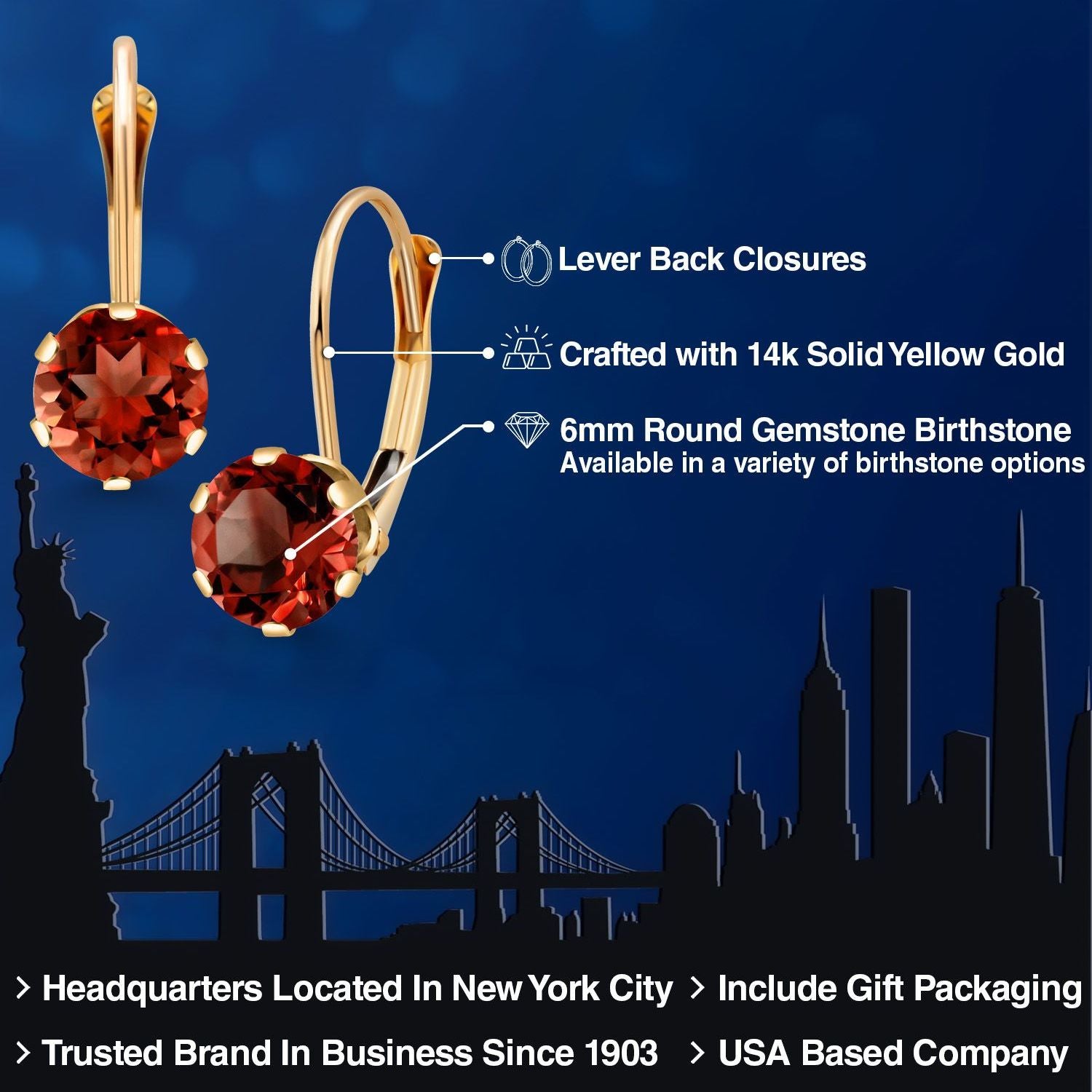 Red_Earrings in 14K Yellow Gold