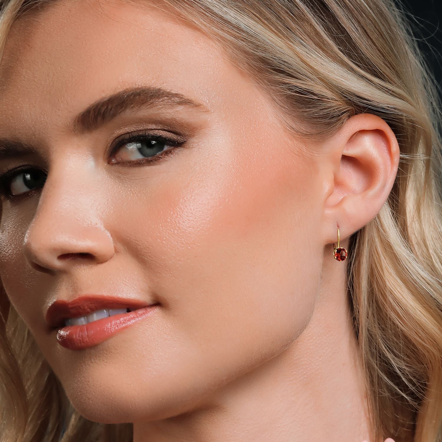 Red_Earrings in 14K Yellow Gold