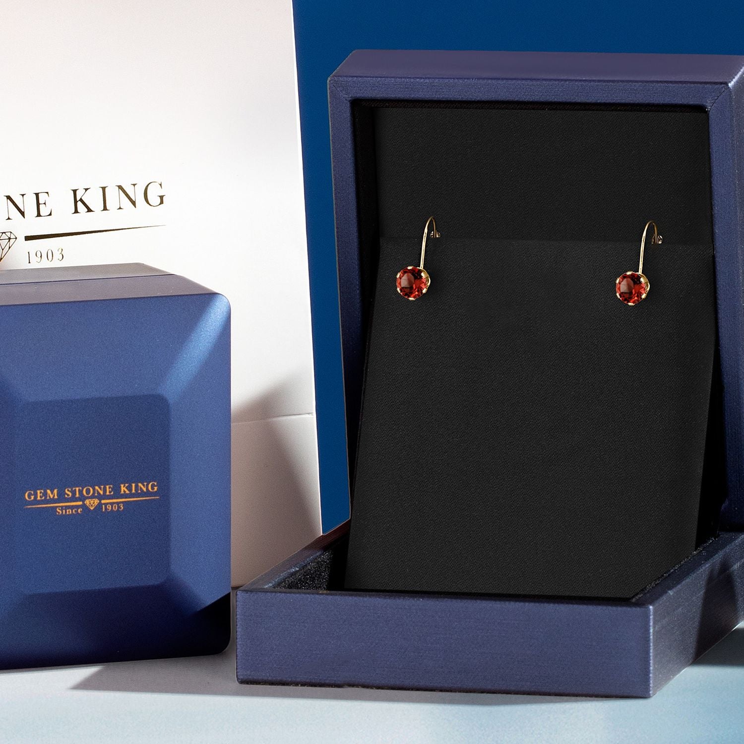 Red_Earrings in 14K Yellow Gold