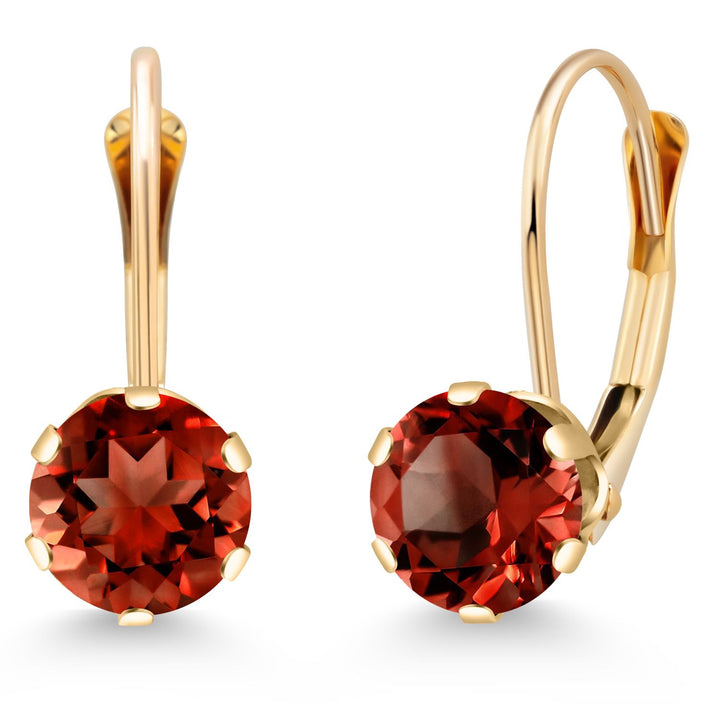 Gem Stone King 14K Yellow Gold 6MM Round Gemstone Birthstone Leverback Dangle Earrings | Gold Earrings For Women