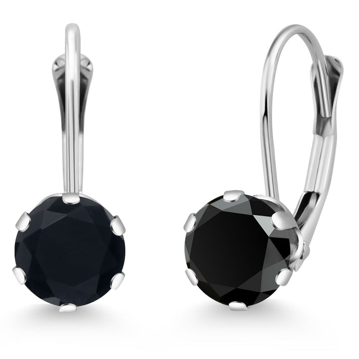 Gem Stone King 14K White Gold 6MM Round Gemstone Birthstone Leverback Dangle Earrings | Gold Earrings For Women
