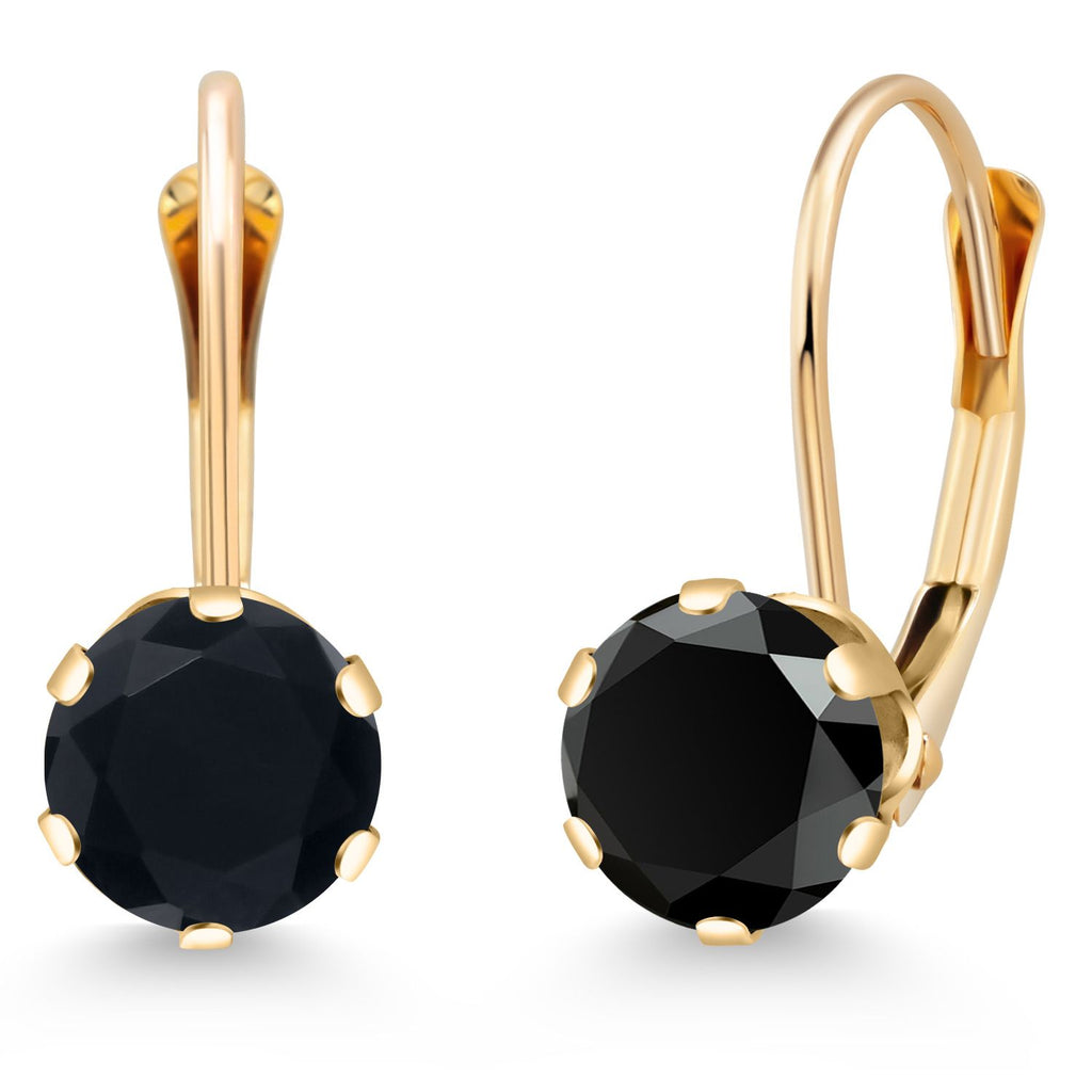 Gem Stone King 14K Yellow Gold 6MM Round Gemstone Birthstone Leverback Dangle Earrings | Gold Earrings For Women
