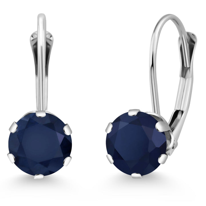 Gem Stone King 14K White Gold 6MM Round Gemstone Birthstone Leverback Dangle Earrings | Gold Earrings For Women