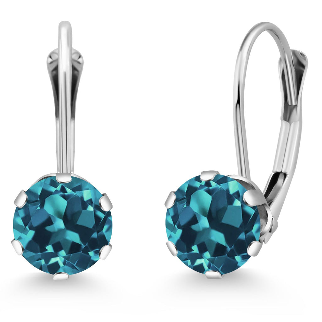 London Blue Topaz - November_Earrings in 14K White Gold