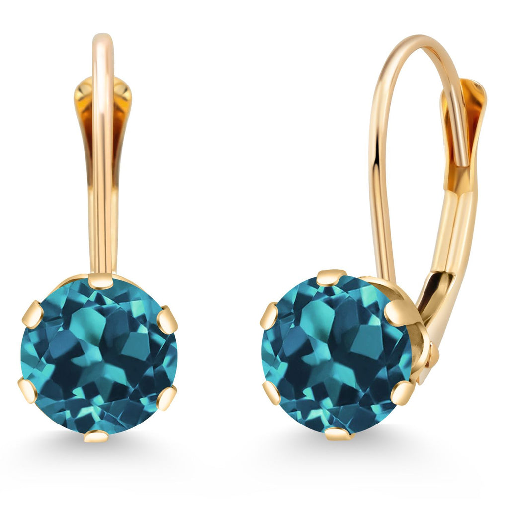 London Blue Topaz - November_Earrings in 14K Yellow Gold