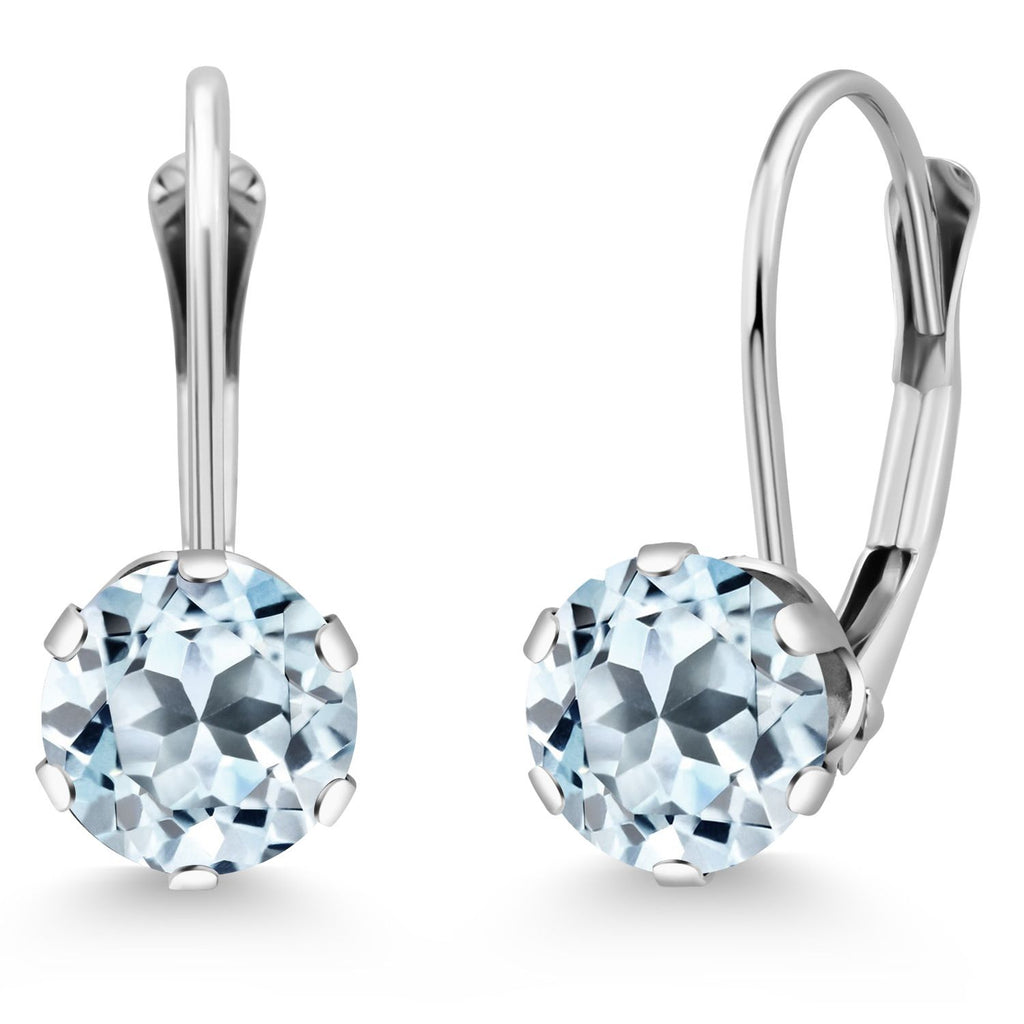 Sky Blue Topaz - November_Earrings in 14K White Gold