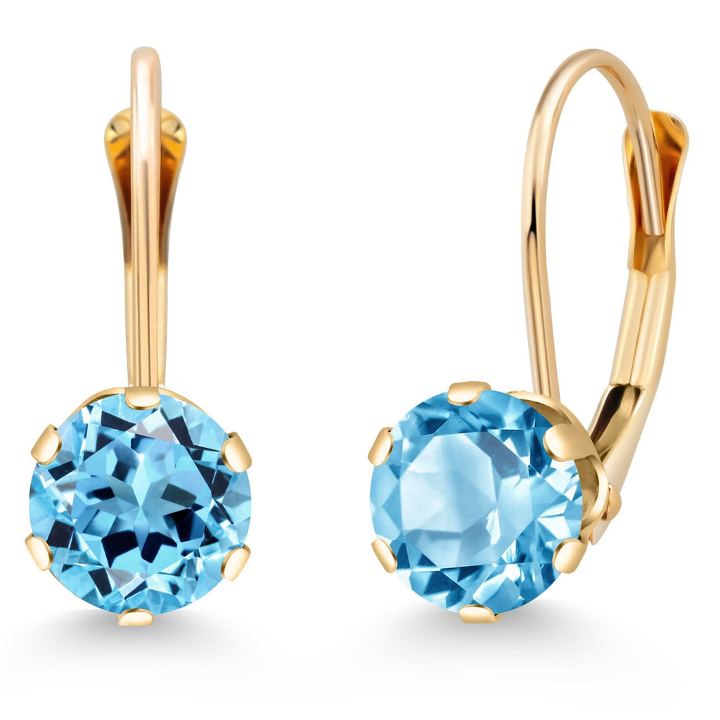 Swiss Blue Topaz - November_Earrings in 14K Yellow Gold