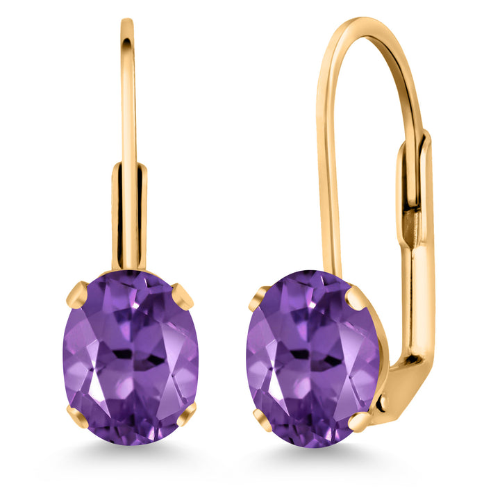 Amethyst - February_Earrings in yellow gold plated brass
