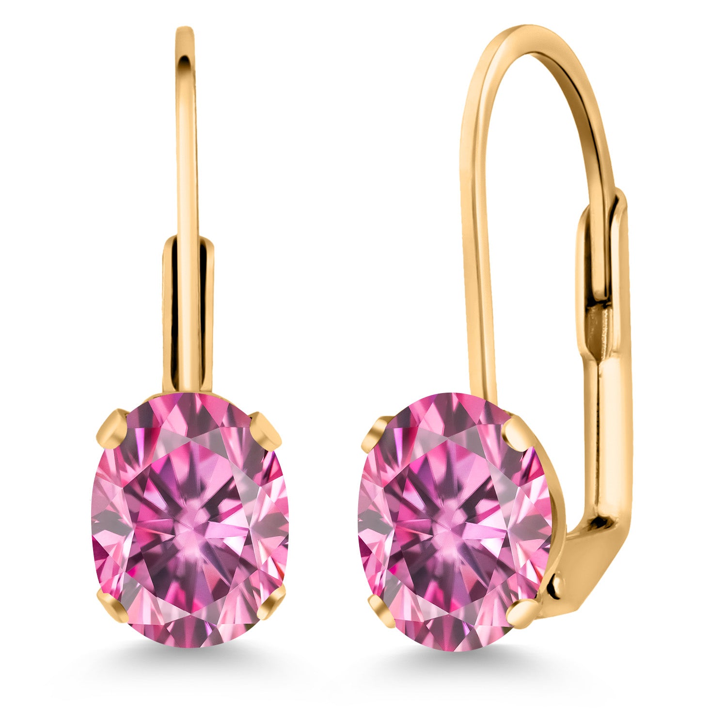 Pink Moissanite - April_Earrings in yellow gold plated brass