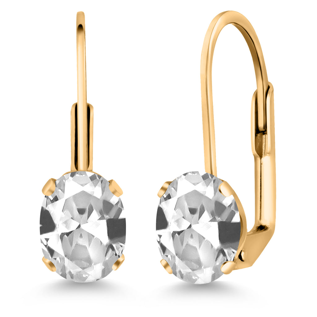 White Created Sapphire - September_Earrings in yellow gold plated brass