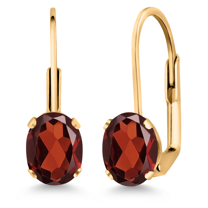 Garnet - January_Earrings in yellow gold plated brass