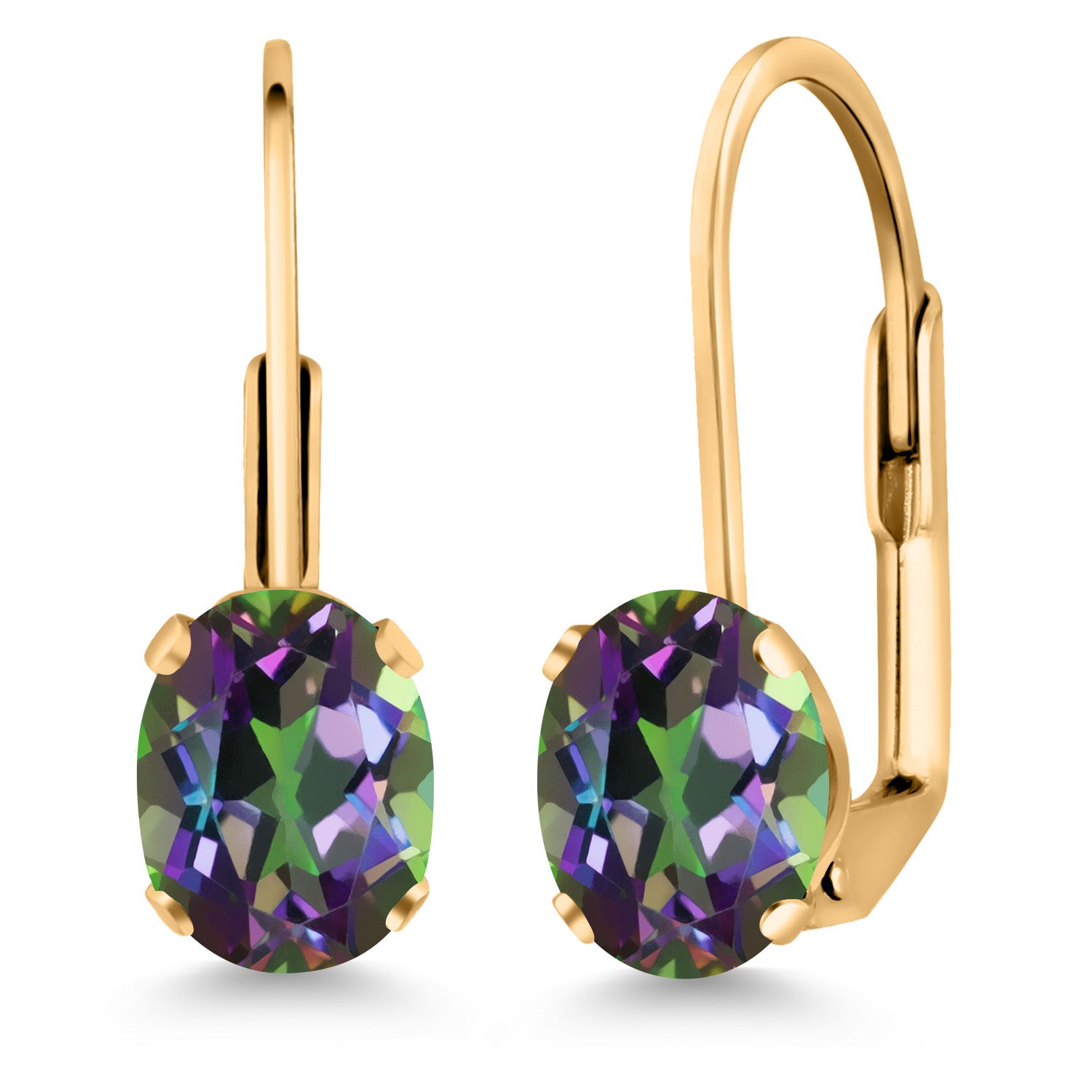 Green Mystic Topaz_Earrings in yellow gold plated brass