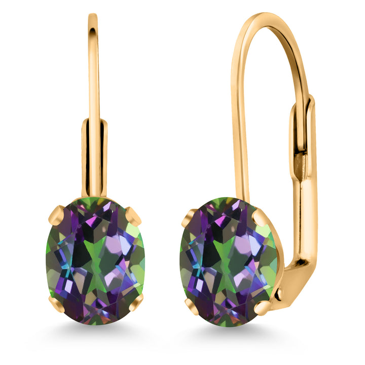 Green Mystic Topaz_Earrings in yellow gold plated brass
