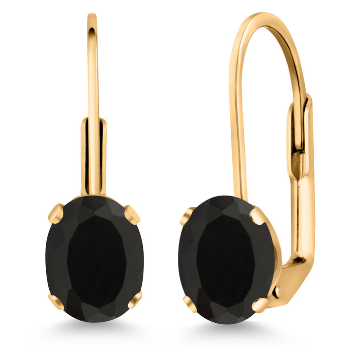 Onyx - December_Earrings in yellow gold plated brass