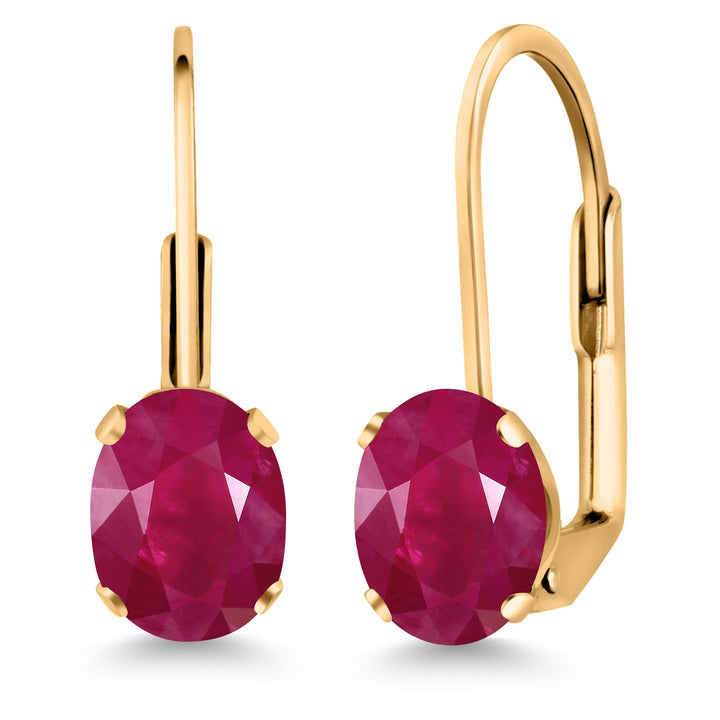 Ruby - July_Earrings in yellow gold plated brass