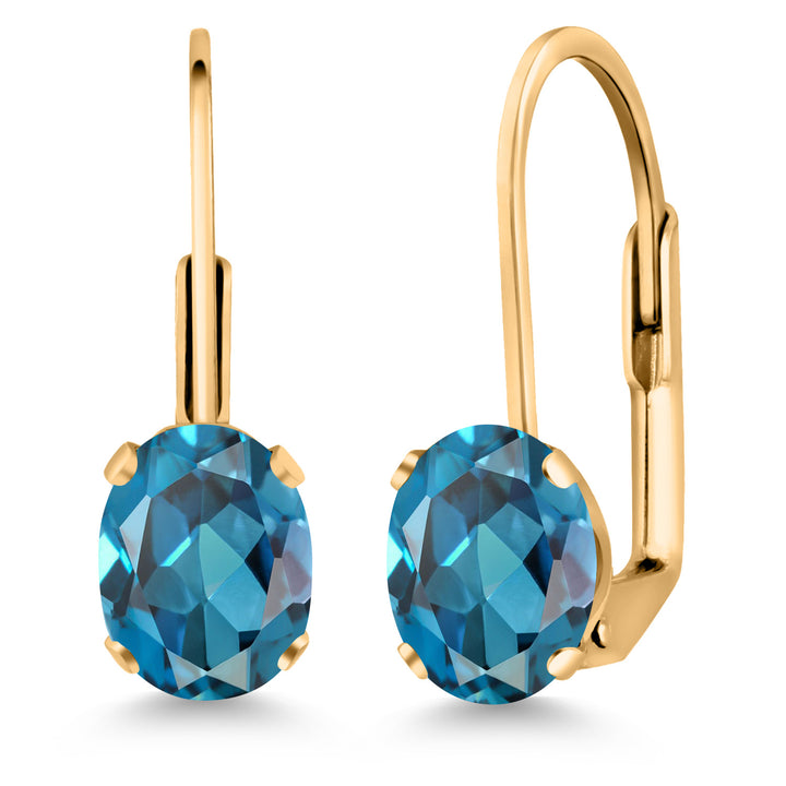 London Blue Topaz - November_Earrings in yellow gold plated brass