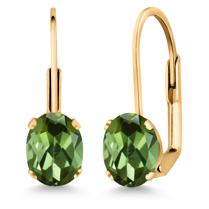 Green Tourmaline - October_Earrings in yellow gold plated brass