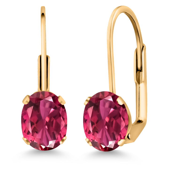 Pink Tourmaline - October_Earrings in yellow gold plated brass