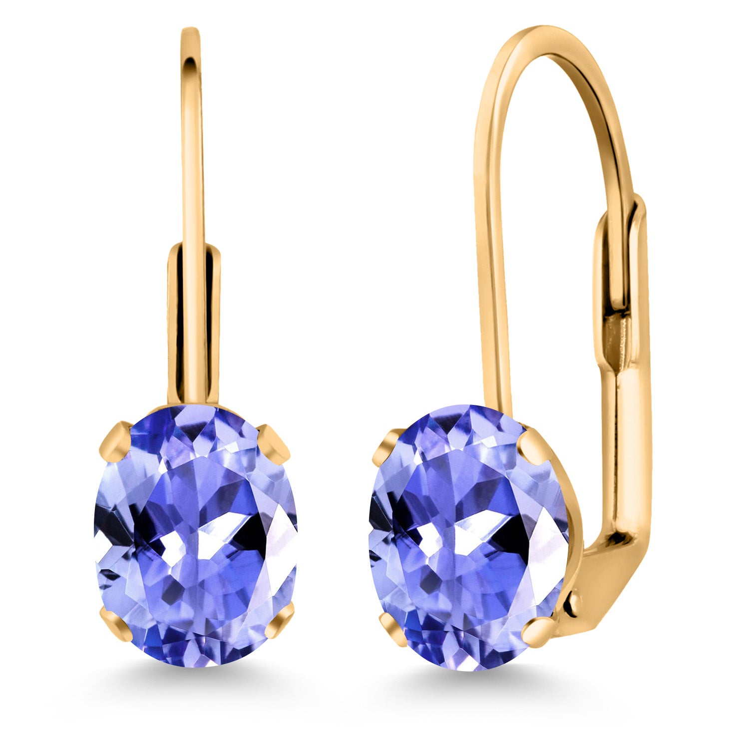 Tanzanite - December_Earrings in yellow gold plated brass