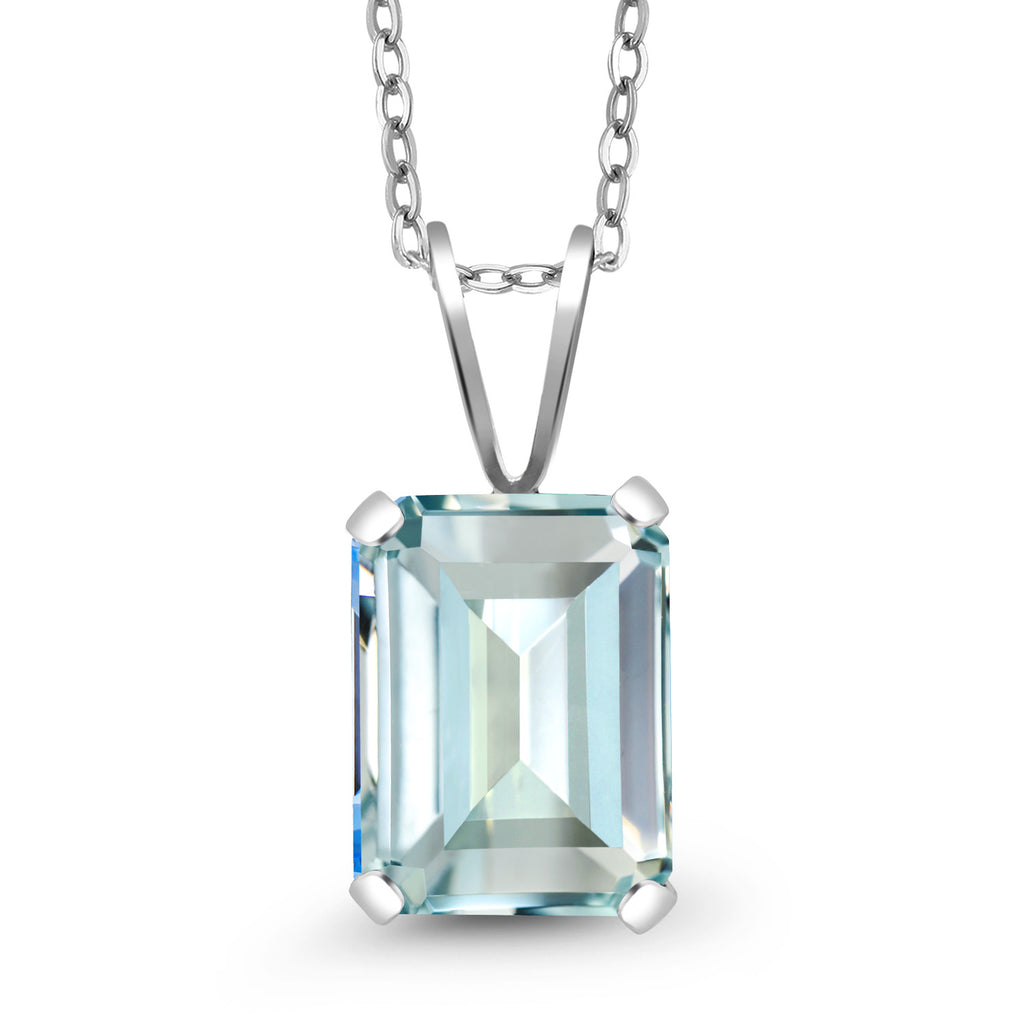 Created Aquamarine - March_Pendant in 925 Sterling Silver