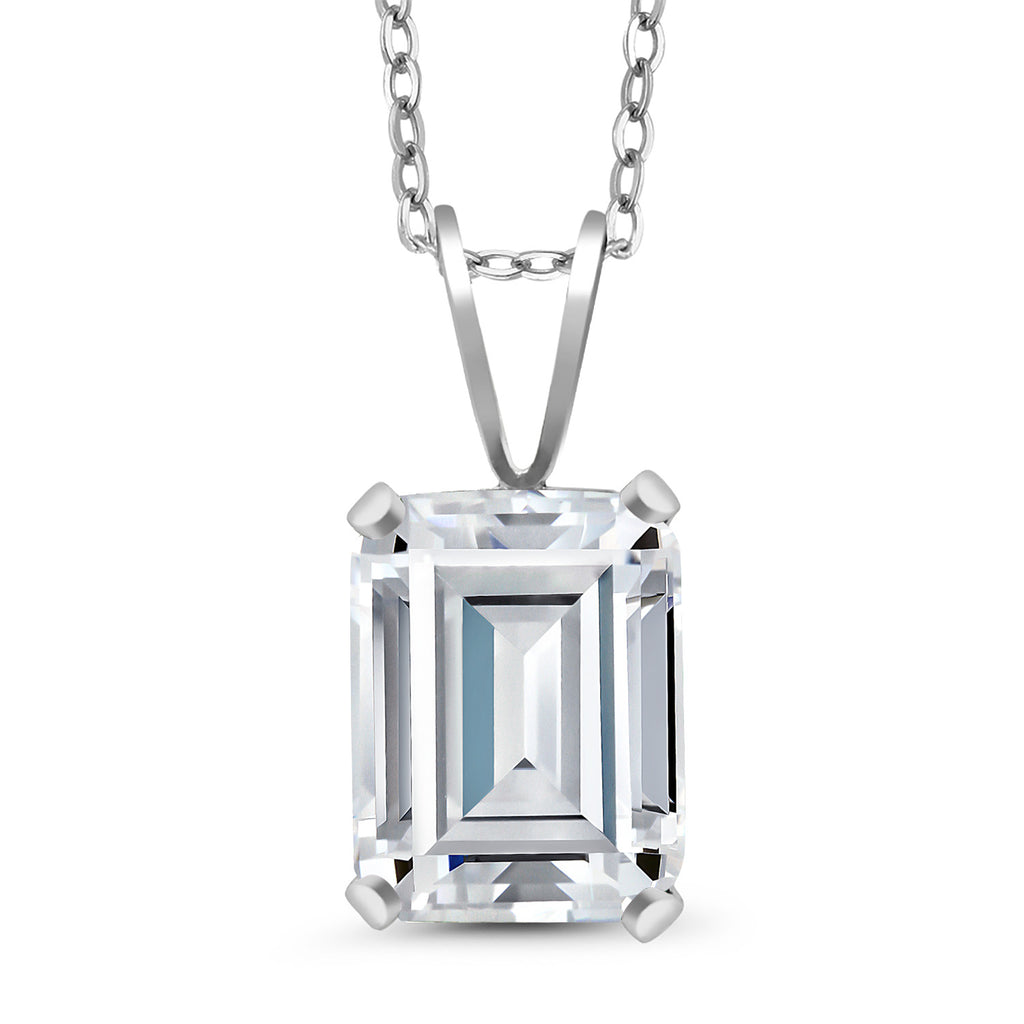 White Moissanite - April_Pendant in 925 Sterling Silver