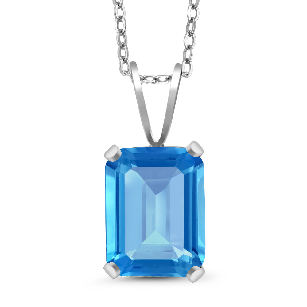 Swiss Blue Topaz - November_Pendant in 925 Sterling Silver
