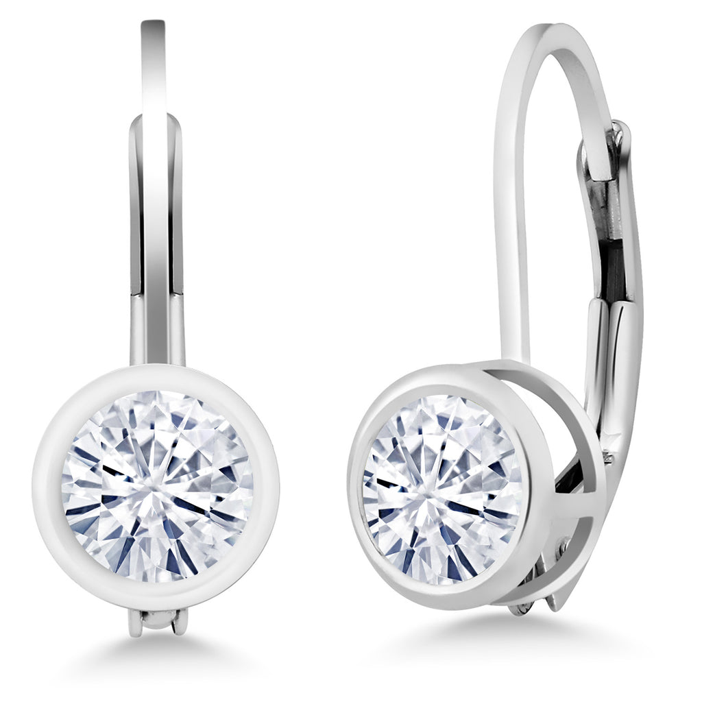 White Moissanite - April_Earrings in 925 Sterling Silver