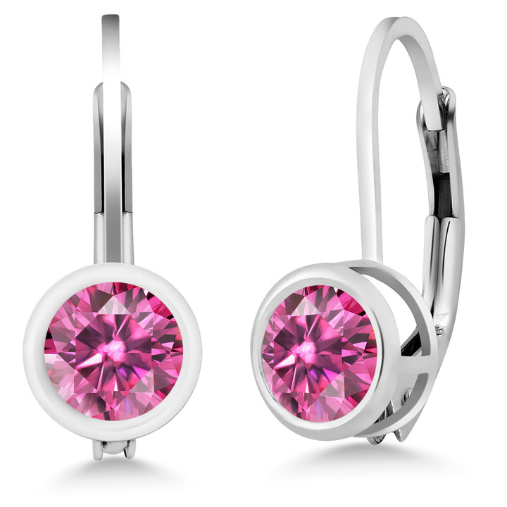 Pink Moissanite - April_Earrings in 925 Sterling Silver