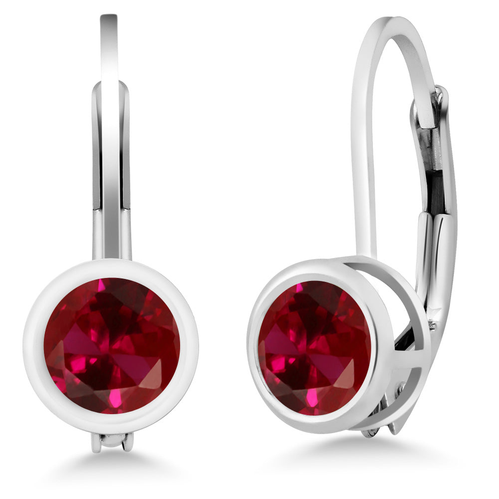 Created Ruby - July_Earrings in 925 Sterling Silver