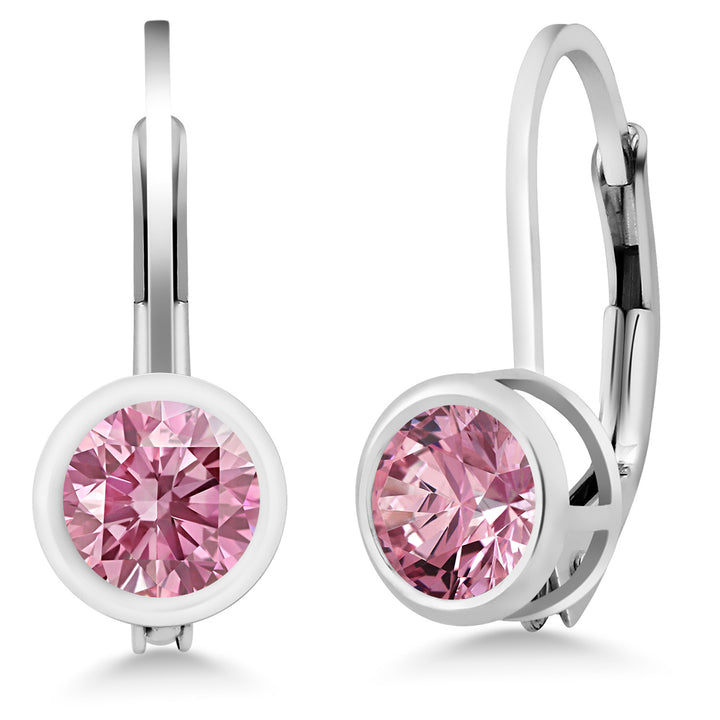 Pink Lab Grown Diamond - April_Earrings in 925 Sterling Silver