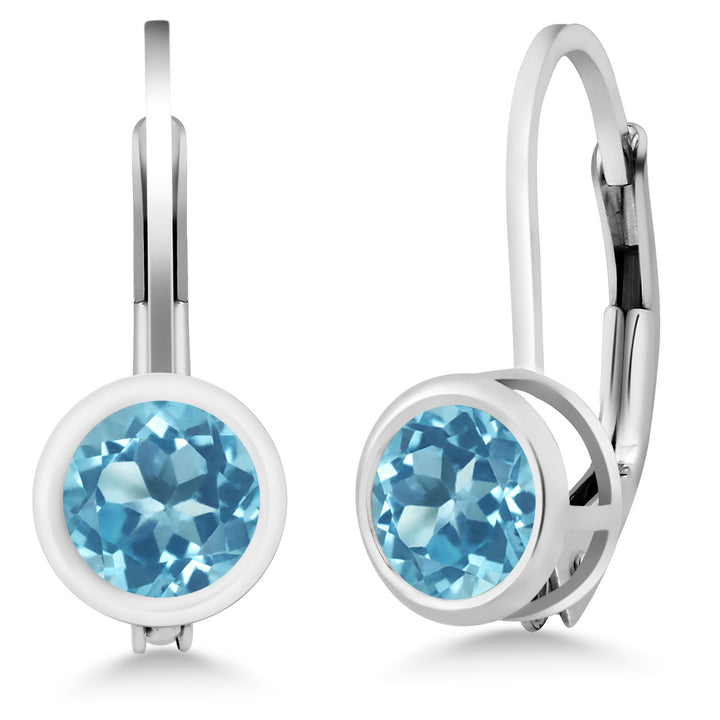Swiss Blue Topaz - November_Earrings in 925 Sterling Silver