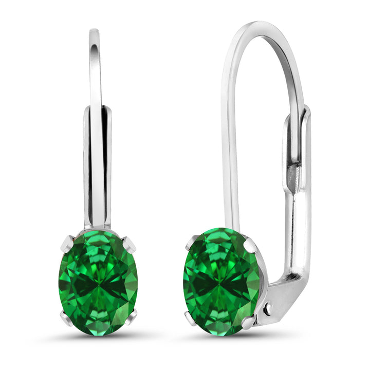 Simulated Emerald - May_Earrings in 925 Sterling Silver