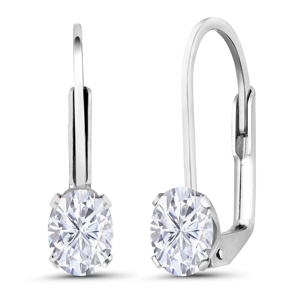 White Moissanite - April_Earrings in 925 Sterling Silver