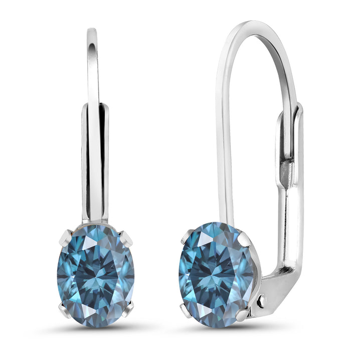 Persian Blue Moissanite - April_Earrings in 925 Sterling Silver
