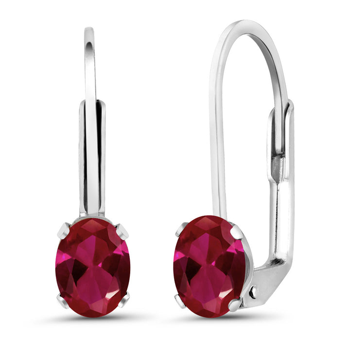 Created Ruby - July_Earrings in 925 Sterling Silver