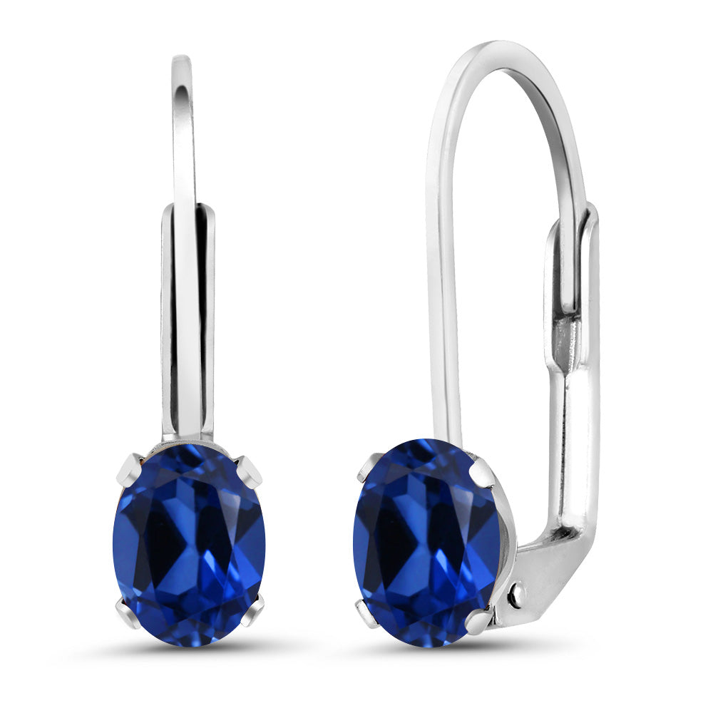Blue Created Sapphire - September_Earrings in 925 Sterling Silver
