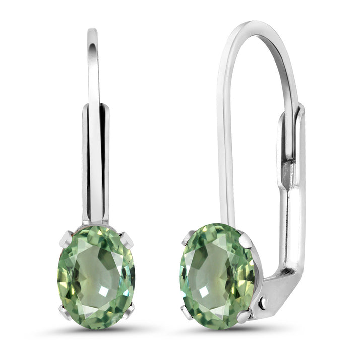 Green Sapphire - September_Earrings in 925 Sterling Silver