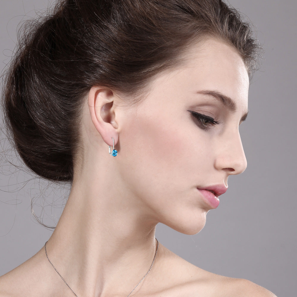 Swiss Blue Topaz - November_Earrings in 925 Sterling Silver