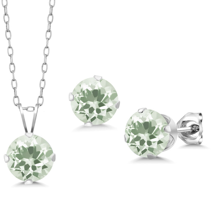 Prasiolite_Pendant Earrings Set in 925 Sterling Silver