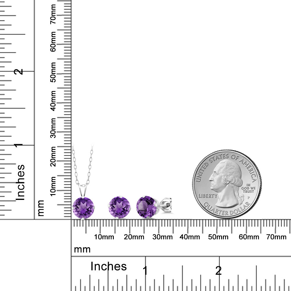 Amethyst - February_Pendant Earrings Set in 925 Sterling Silver