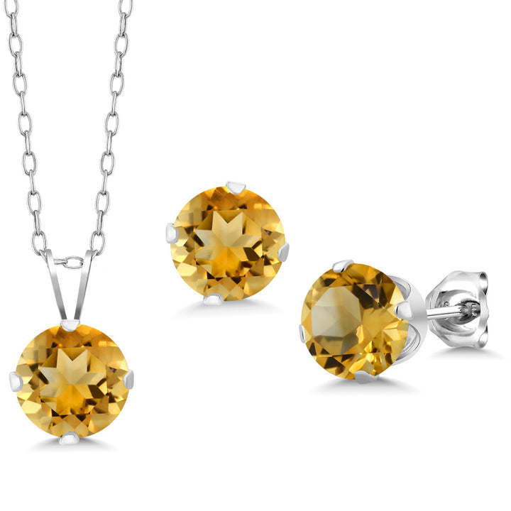 Citrine - November_Pendant Earrings Set in 925 Sterling Silver