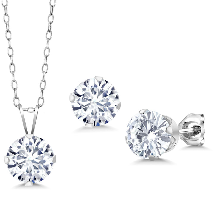 Moissanite - April_Pendant Earrings Set in 925 Sterling Silver