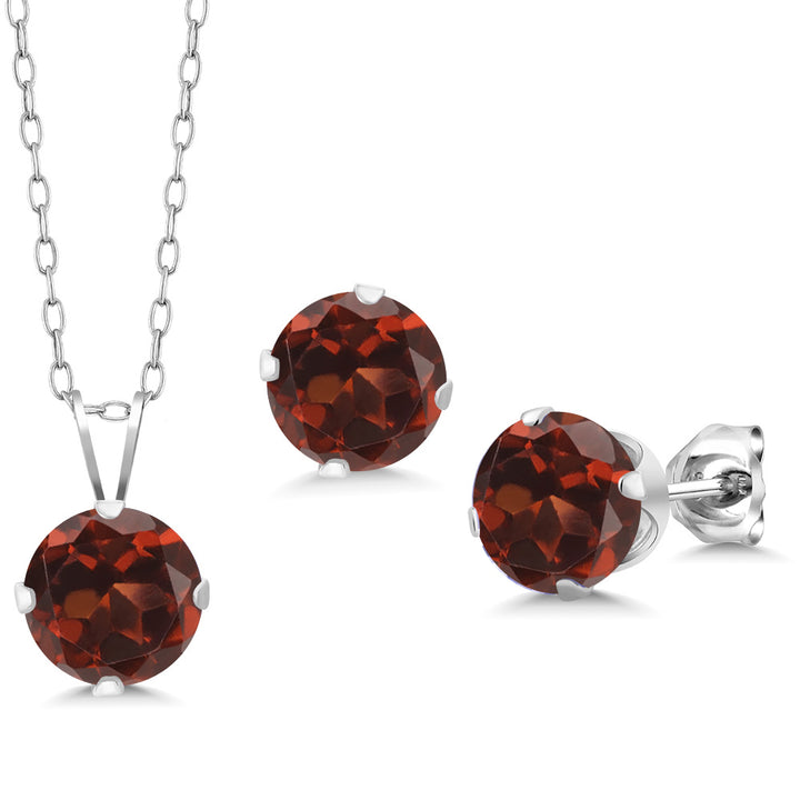 Garnet - January_Pendant Earrings Set in 925 Sterling Silver