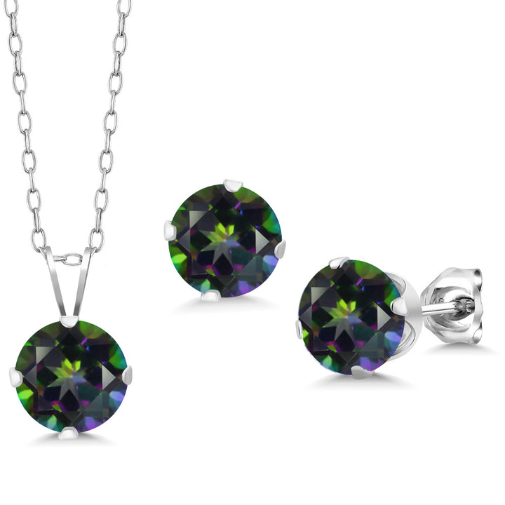 Green Mystic Topaz_Pendant Earrings Set in 925 Sterling Silver