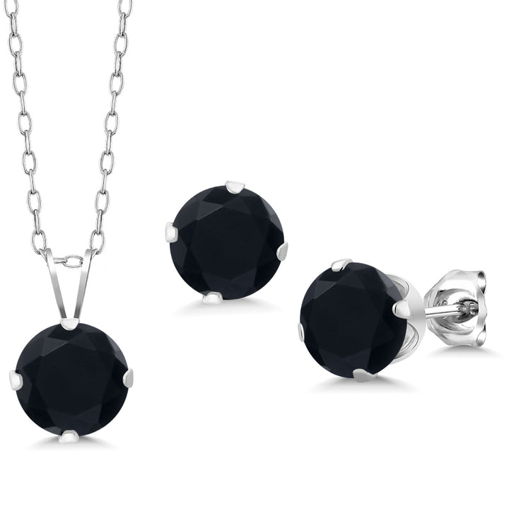 Onyx - December_Pendant Earrings Set in 925 Sterling Silver