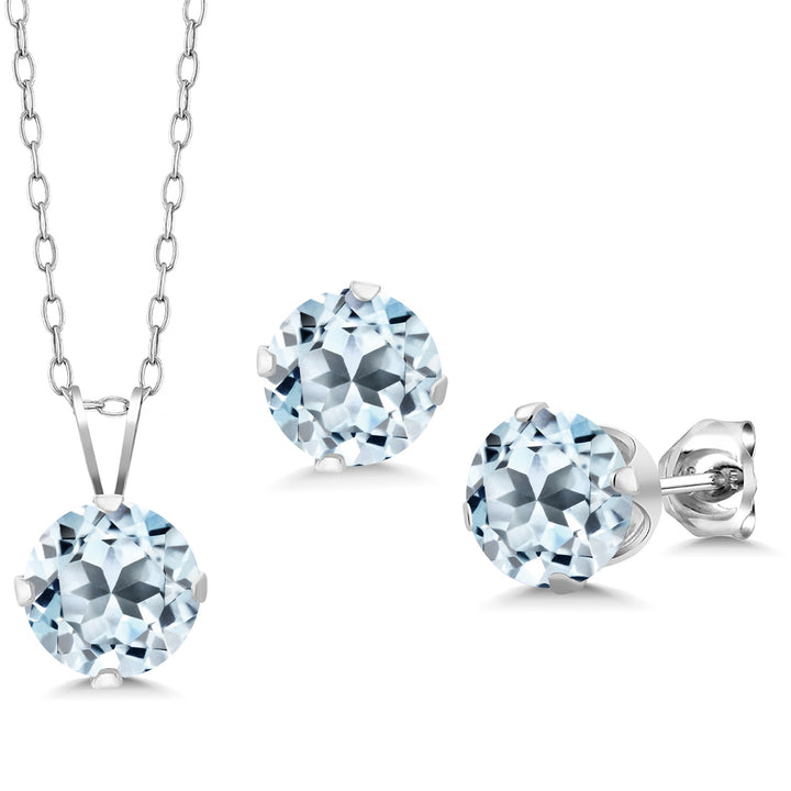 Sky Blue Topaz - November_Pendant Earrings Set in 925 Sterling Silver