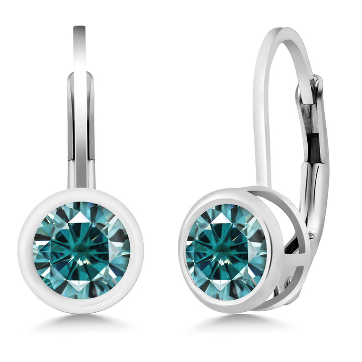 Blue Moissanite - April_Earrings in 925 Sterling Silver