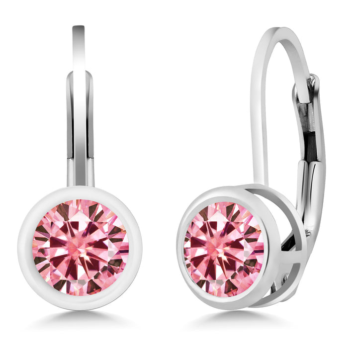 Pink Moissanite - April_Earrings in 925 Sterling Silver