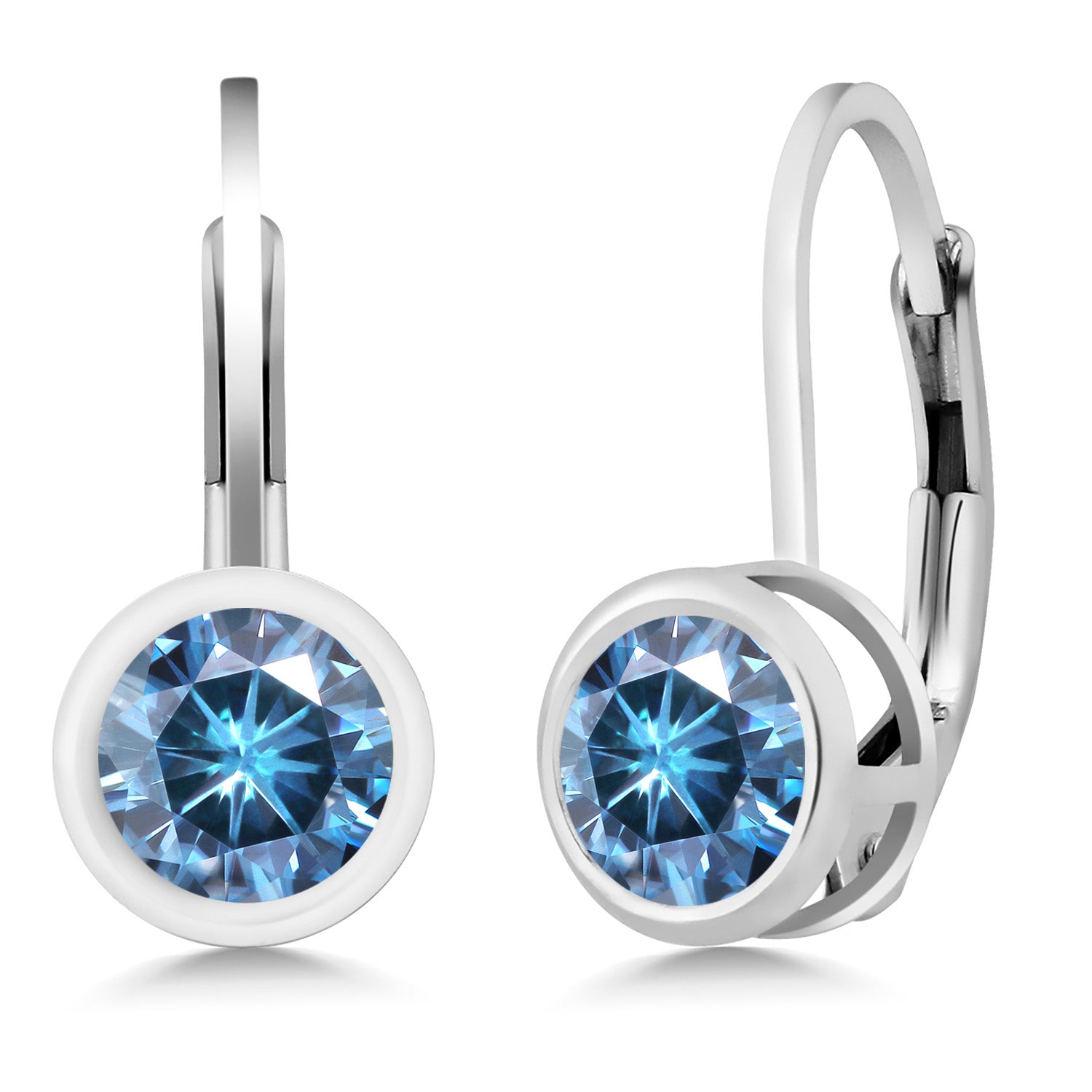 Persian Blue Moissanite - April_Earrings in 925 Sterling Silver